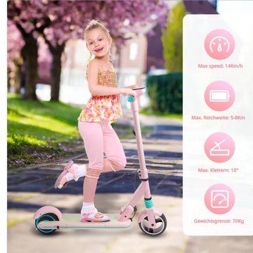 S3 Elektroroller für Kinder im Alter von 8–16 Jahren, UK-Elektroroller, 14 km/h, LED-Display, Licht, 130 W